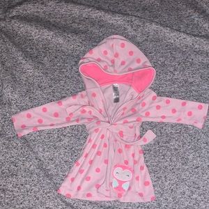 Pink hooded owl robe 0-9 months baby girl